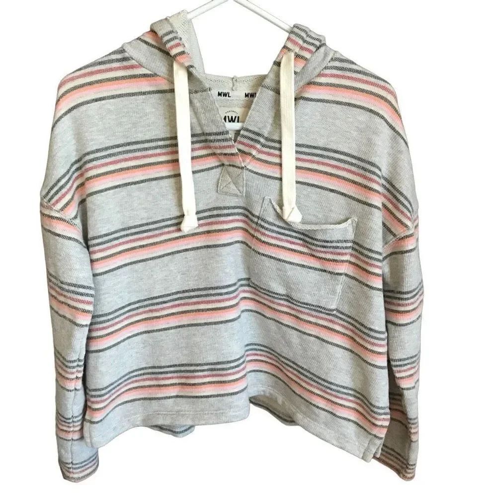 Madewell 100% cotton Size Small long sleeve striped shirt top hoodie cream New